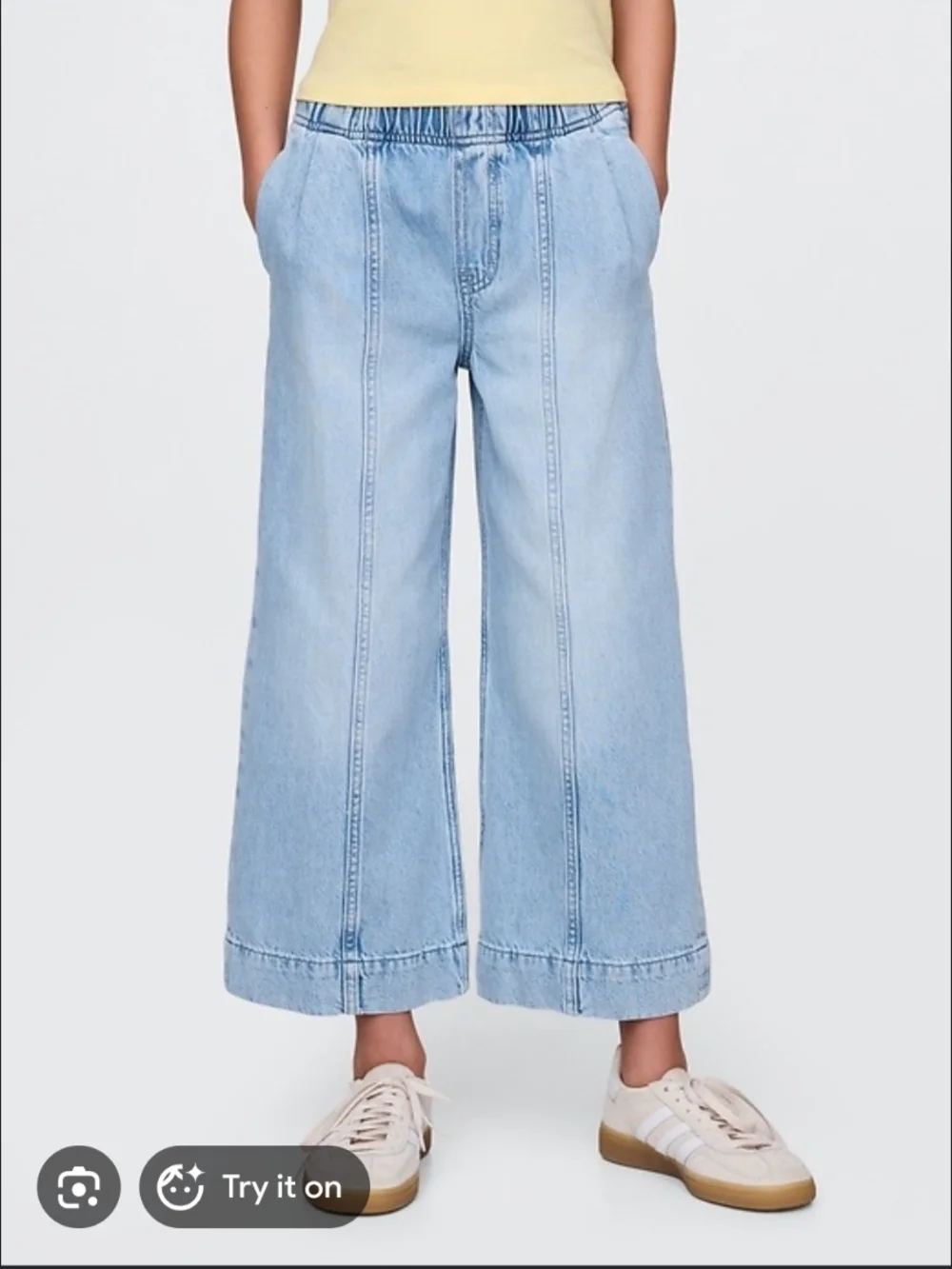 Kids High Rise Stride Wide-Leg Ankle Jeans
